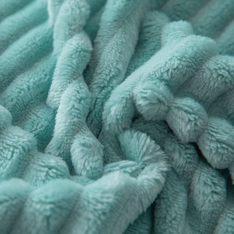 Синее мягкое Полосатое Флисовое одеяло для кровати гладкое Коралловое зимнее