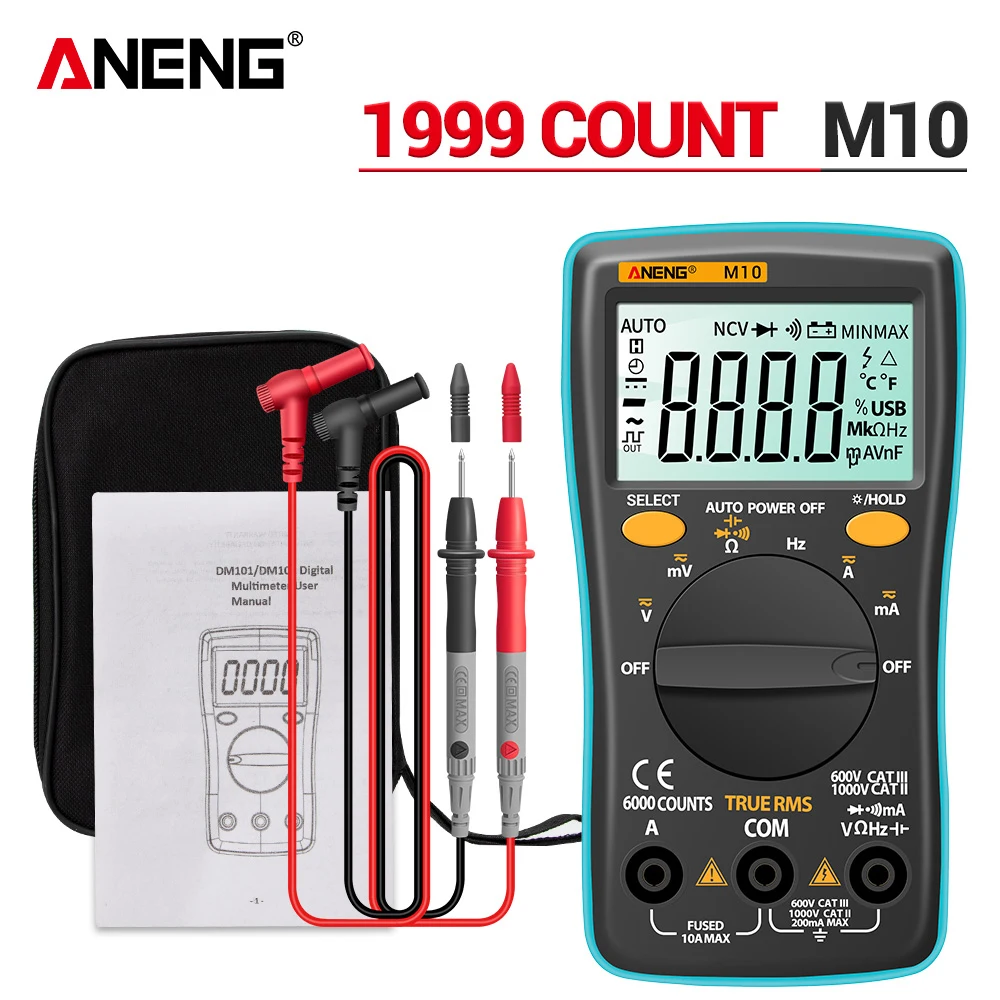 

ANENG M10 тестер мультиметр мини цифровой мультиметры цифровые digital multimeter esr meter тестор Мультиметр с transistor tester стрелочный переменного/постоянно...
