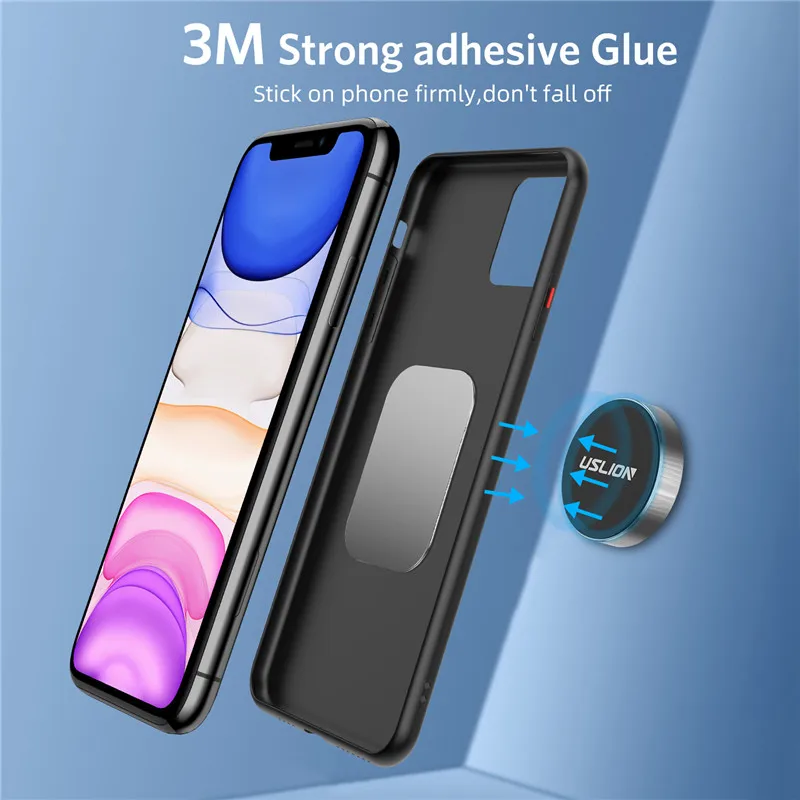 uslion magnetic metal plate for magnetic car phone holder universal iron sheet sticker stand mobile phone magnet holder mount free global shipping