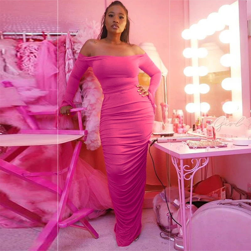 COSYGAL 2019 новое осеннее платье макси с открытыми плечами и Длинным Рукавом