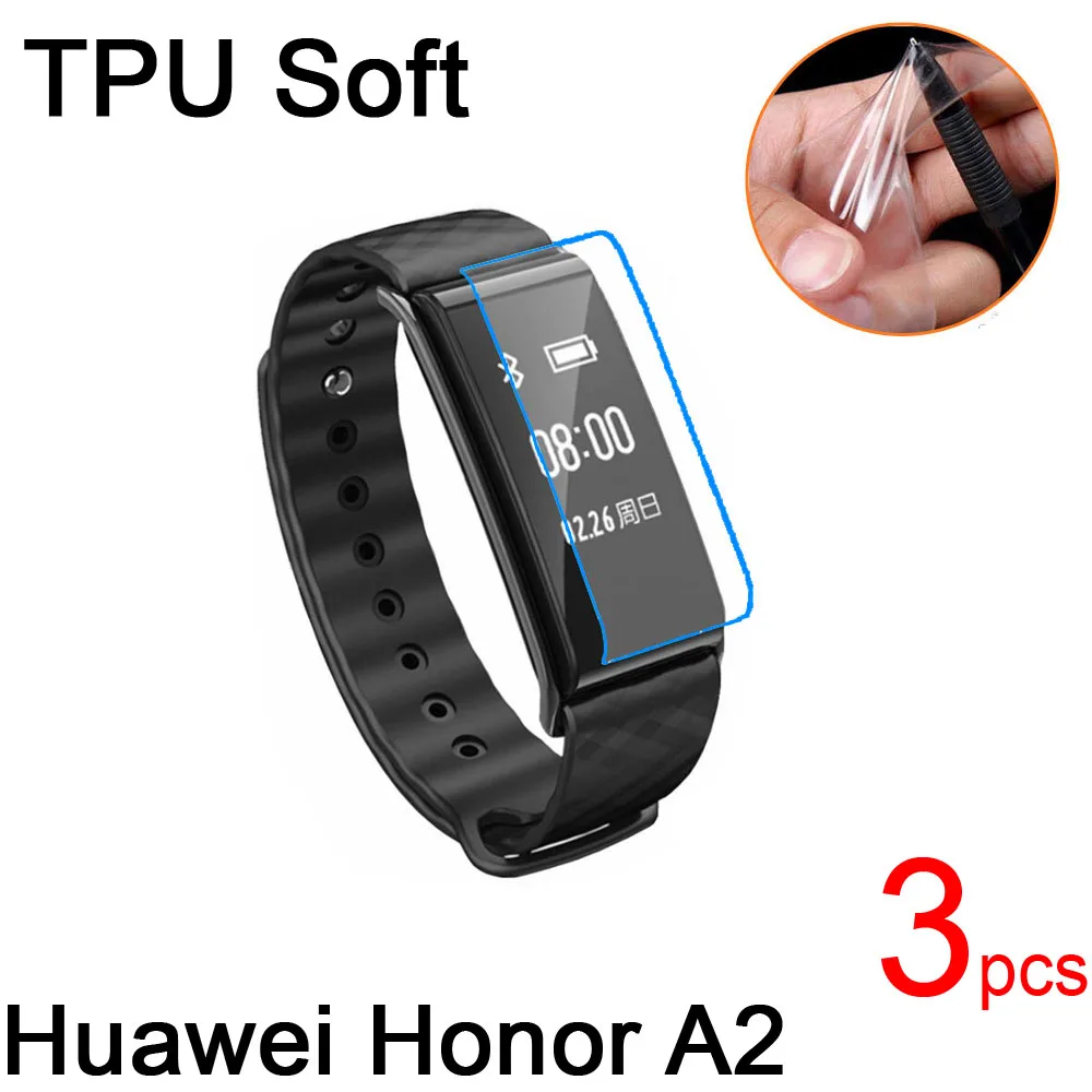 3 шт. Ультра прозрачная TPU мягкая полная защитная крышка для экрана Huawei Honor Band 4 5 A2 2