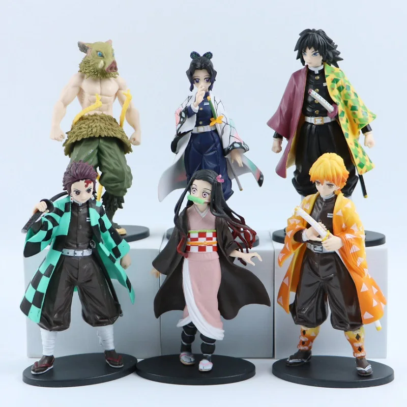 

6Pcs/Lot Demon Slayer Kamado Tanjirou Hashibira Inosuke Japanese Anime Cartoon Ornaments Figure Toys Collection Decoration Hot