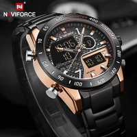 naviforce luxury mens business watches digital military chronograph sport quartz wristwatch waterproof steel band big face clock