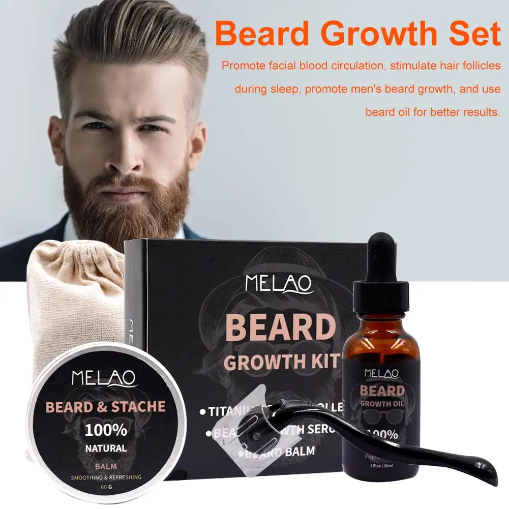 3 шт./компл. набор для роста бороды роллер + Сыворотка бальзам волос на лице