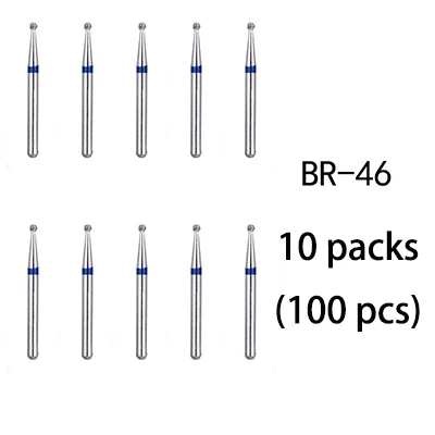 BR-46(100pcs) BR-31 Dental Diamond Burs Drill Dentistry Burs High Speed Handpiece Handle Diameter 1.6mm Dentist Tools BR-41 TR-13 FO32 - Цвет: BR-46(100pcs)