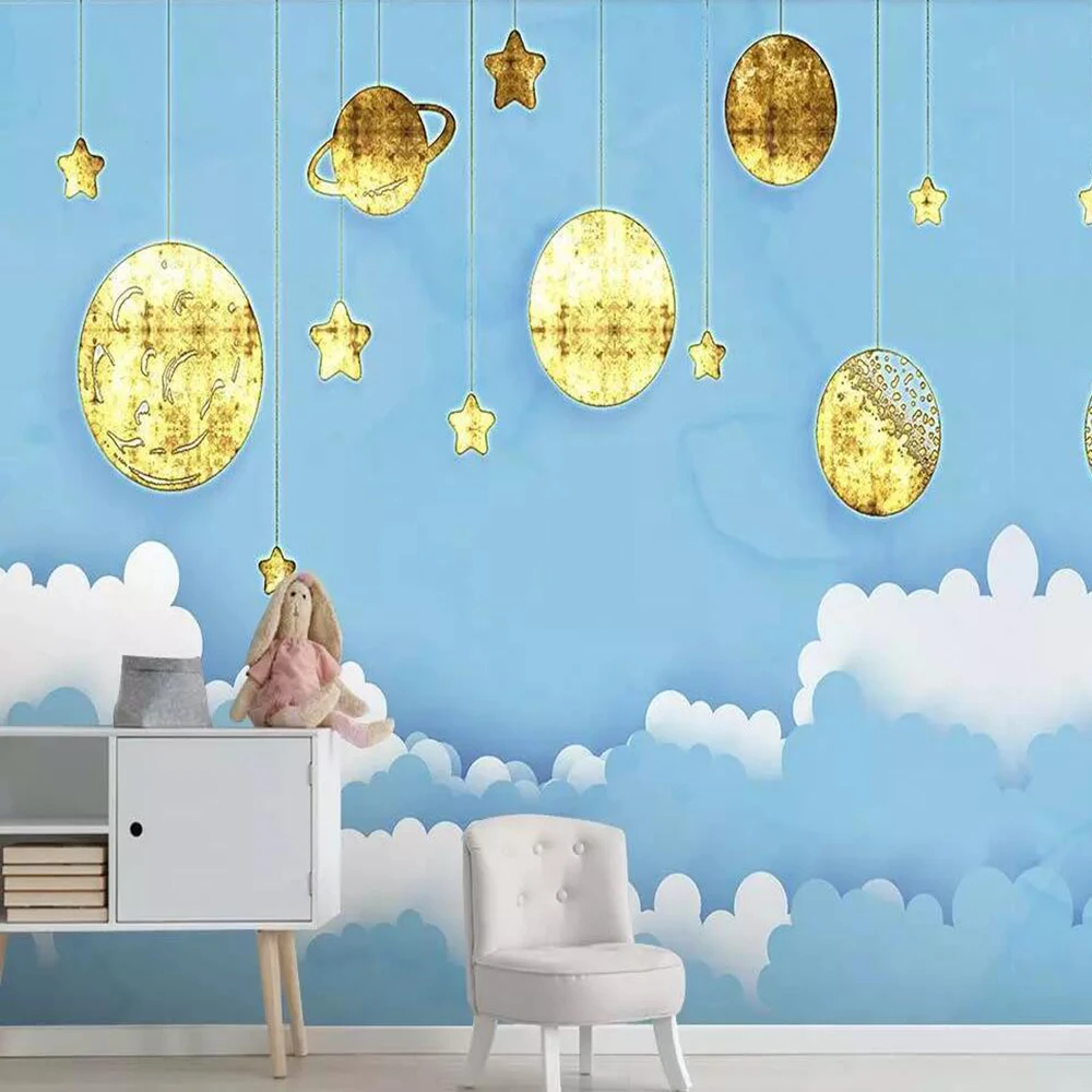 

Пользовательские 3D обои Milofi, фрески, милая детская комната, синие облака, полный дом, пользовательские фоновые обои для украшения стены