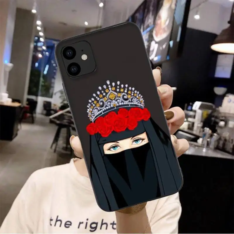

LJHYDFCNB Woman Crown Hijab Face Phone Case For Iphone 6 6s 7 8 Plus XR X XS 11 12 Pro Mini Max