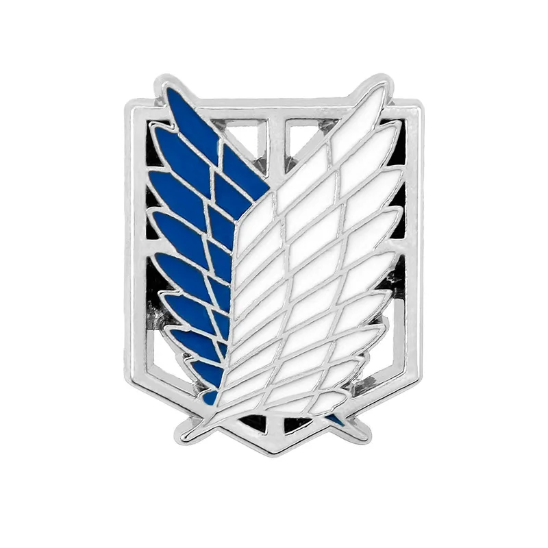 Аниме Attack on titan Pins эмаль броши в виде крыльев черный белый синий перо pin Металл