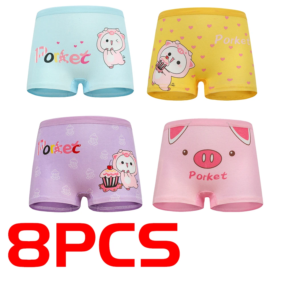 Трусы боксеры для девочек 8 шт./лот хлопковые дышащие с рисунком нижнее белье