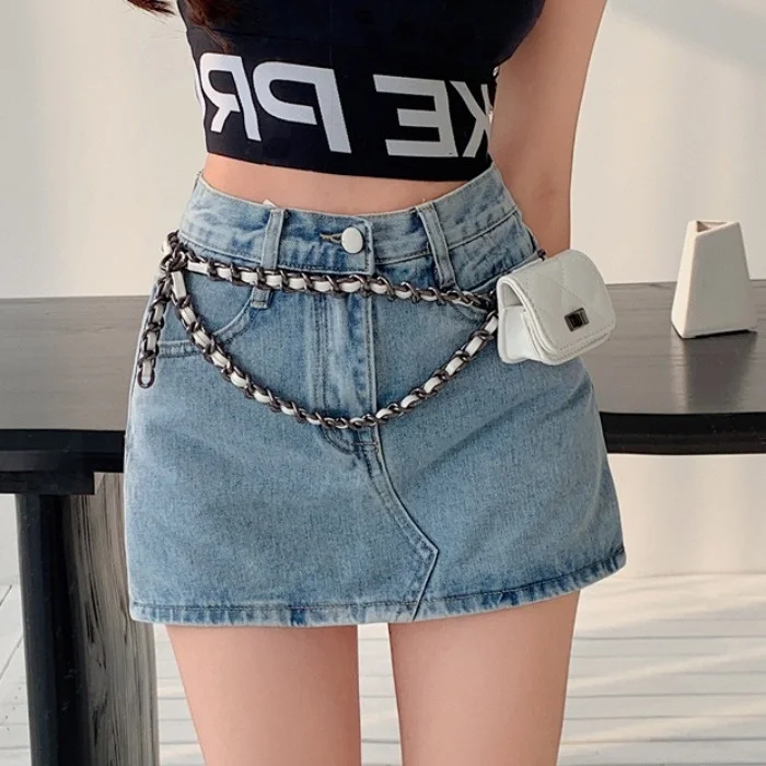 Модная стильная ретро юбка-штаны Женская Облегающая джинсовая юбка с высокой