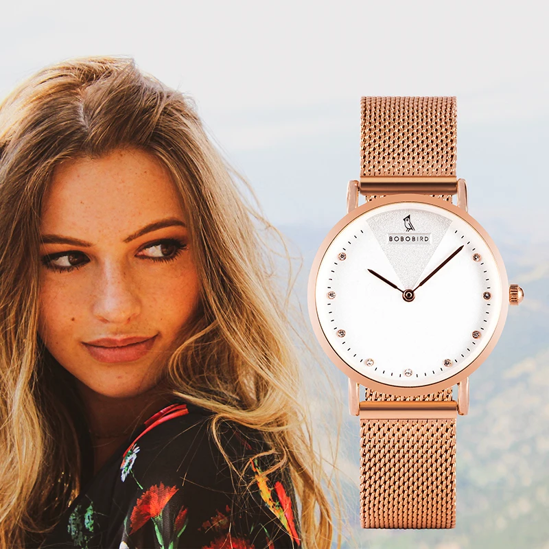 Часы наручные BOBO BIRD женские кварцевые с ремешком на голову из нержавеющей