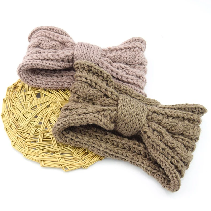 Зимняя Теплая повязка на голову женская вязаная крючком плетеная шерстяная