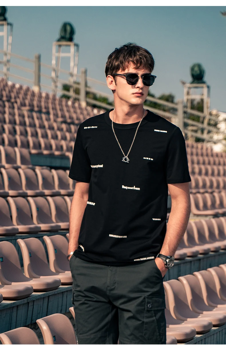 

YTX1518 Youth street trend letter printing round neck full print short-sleeved T-shirt men