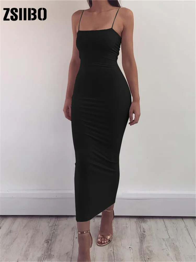 Сексуальное длинное платье на бретельках с открытой спиной вечернее открытыми