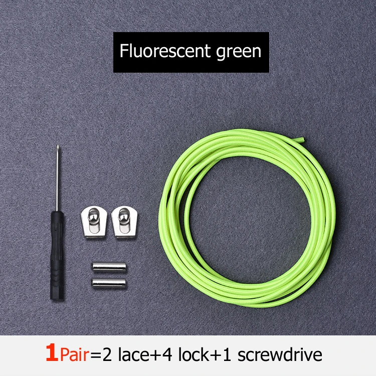 fluorescent green Шнурки без завязок эластичные шнурки для обуви с металлическим замком для кроссовок, походных ботинок или спортивной обуви для бега и тенниса - Цвет: fluorescent green