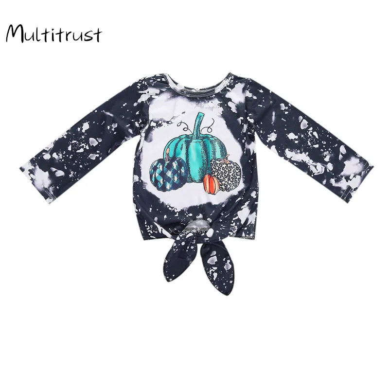 

Вечерние костюмы на Хэллоуин; Осенний Топ для маленьких девочек; Футболка с длинными рукавами для малышей; Блузка с принтом черепа; Милая мо...