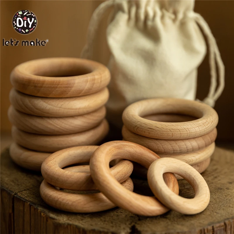 Mordedor de madera de grado alimenticio para beb&eacute;, juguetes de dentici&oacute;n, manualidades, manualidades, 5 unidades-5