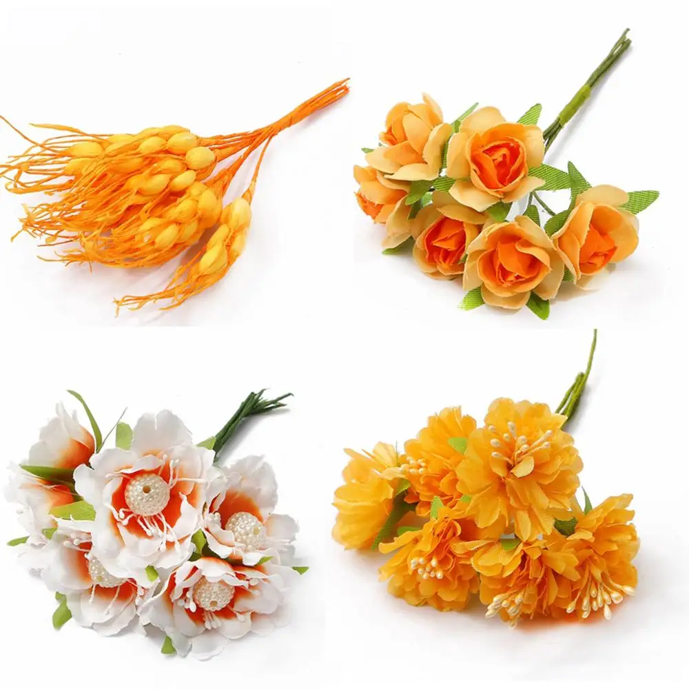 Разноцветный оранжевый букет искусственный цветок вишня ягоды с тычинками Набор