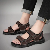 big size mens sandals summer genuine leather mens sandals roman style casual beach sandals soft comfortable man outdoors shoes
