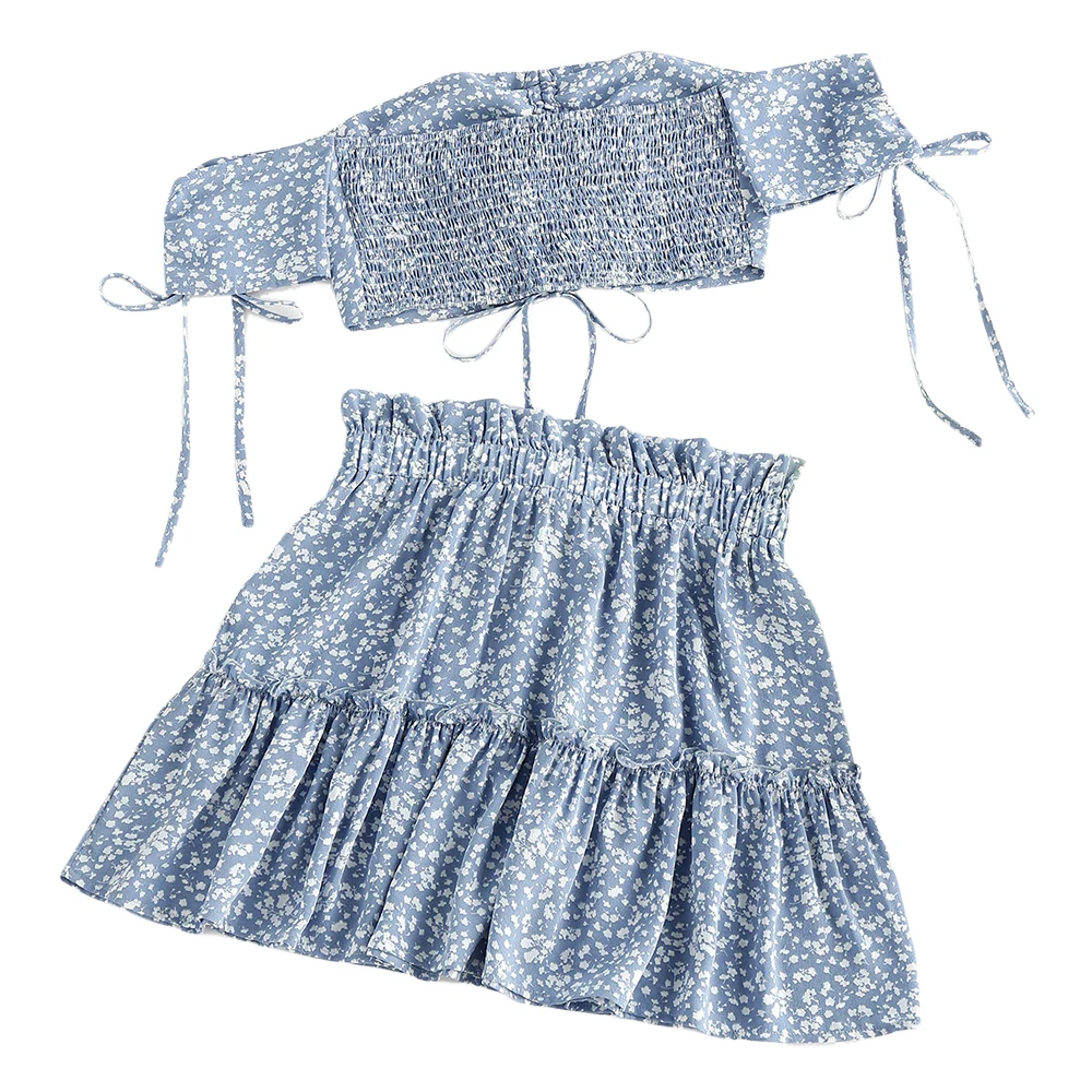 Женский комплект из двух предметов ZAFUL пышная юбка с открытыми плечами и