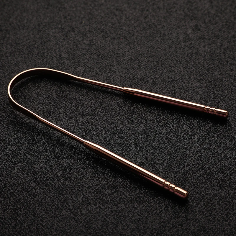 

Stainless Steel Tongue Cleaner Metal Reusable Tongue Brush Breath Scraper Set New