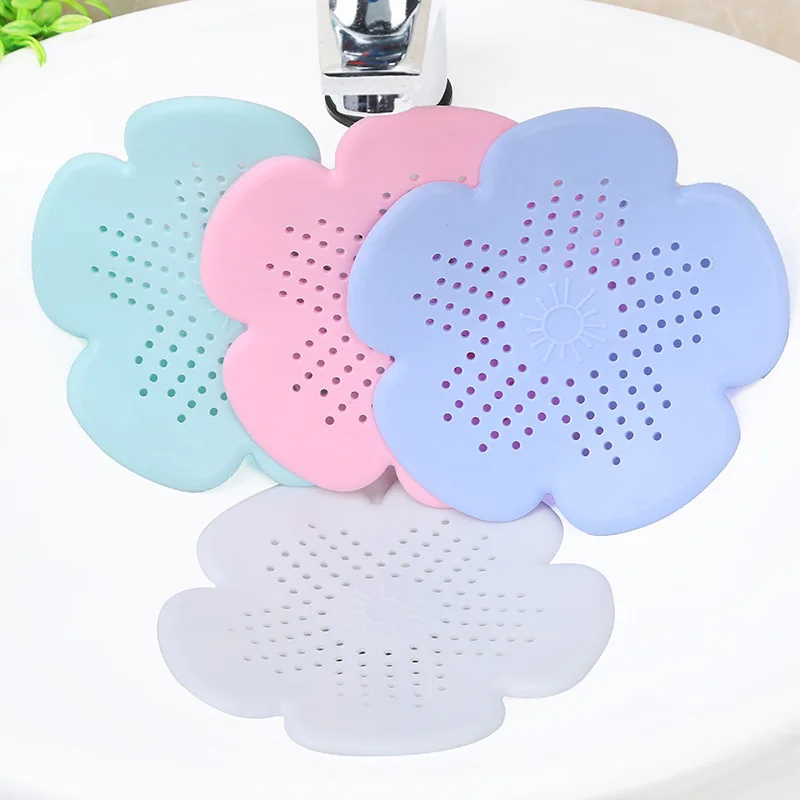 

2Pc Anti-blocking Floor Drain Mat Silicone Bathroom Kitchen Flower Sink Filter Hair Stopper Floor Drainer Bathroom Accessories