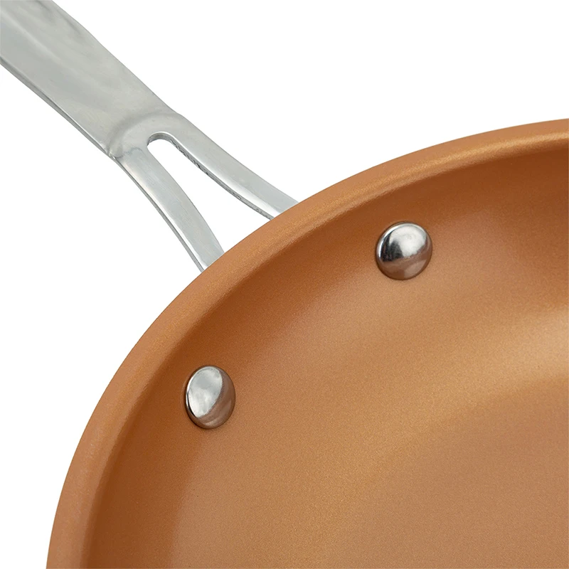 24 см Кухня медная сковорода для жарки с Керамика покрытие легко чистить Skillet