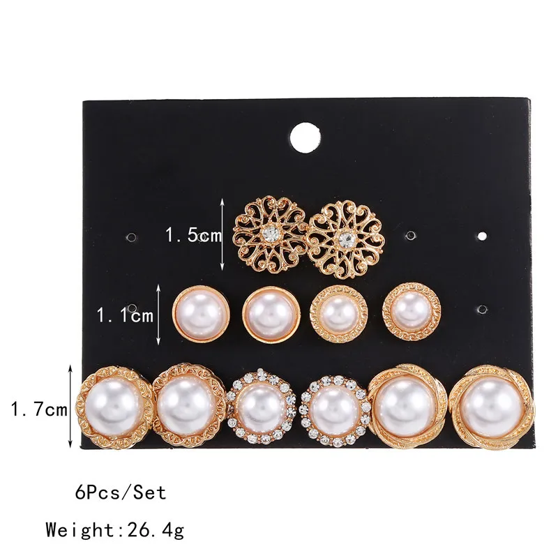 Высококачественный комплект жемчужных серег в стиле ретро 6 пар жемчужные