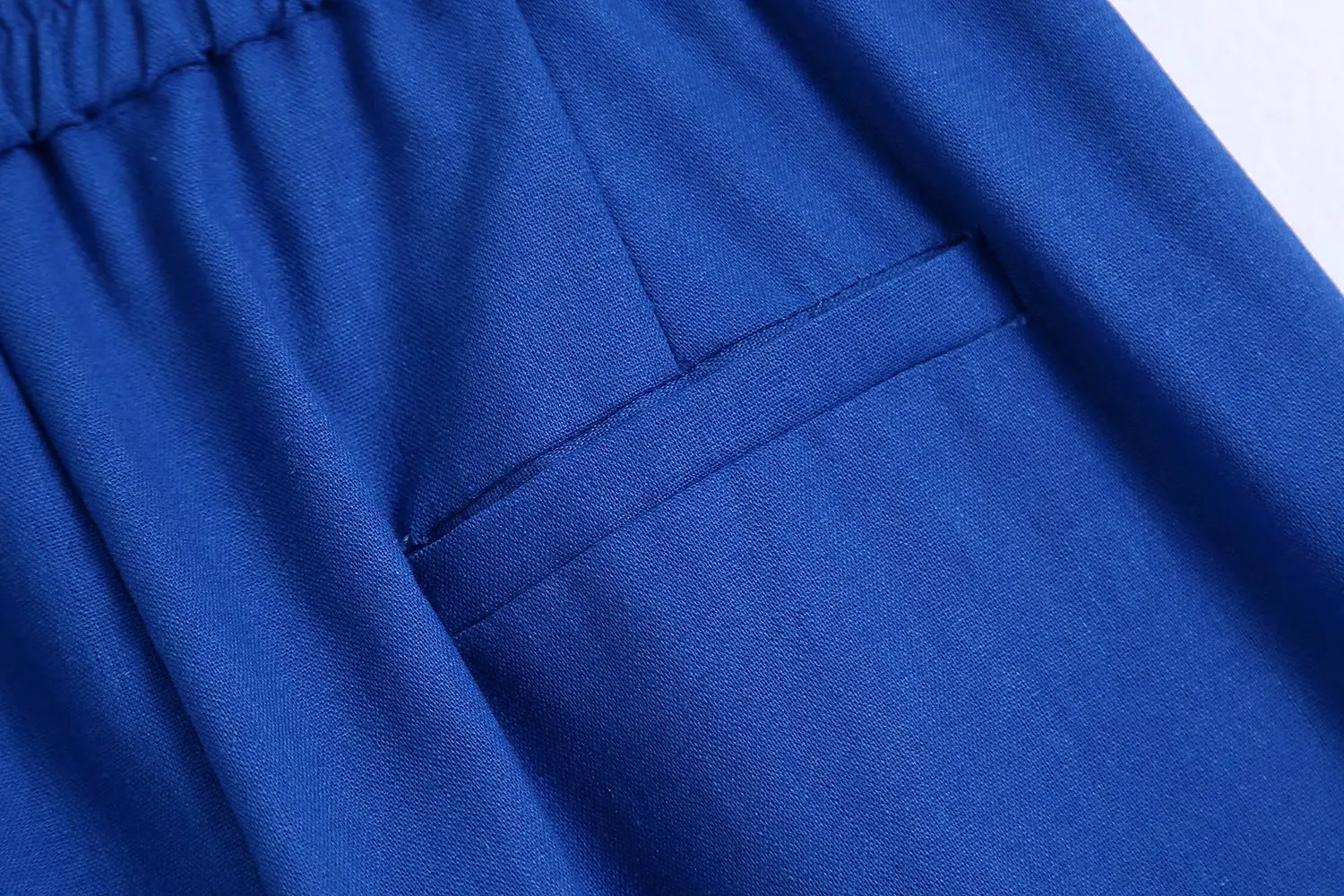 

2021 New women's wear high waist wide tube trousers elastic waist piping decorative pockets fashionable commuting thin business