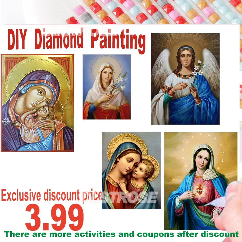 

5D Diy Diamond Painting Jesus Cross Religion Cross-Stitch Kit Customize Gifts Tunned To Wings for Bedrooms and Living Room Decor