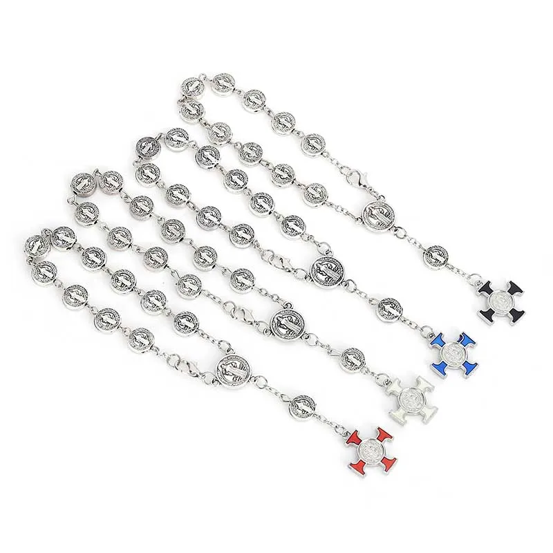 Браслет с крестом Бенедикта браслет христианскими четками и священным