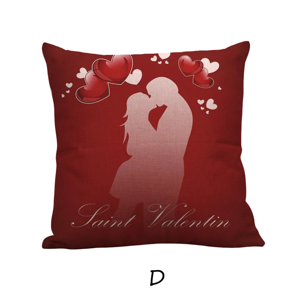Happy Valentine Pillow Cases Linen Sofa Cushion Cover Home Decor Modern Design Removable Polyester Case Gifts Dropship /C | Дом и сад