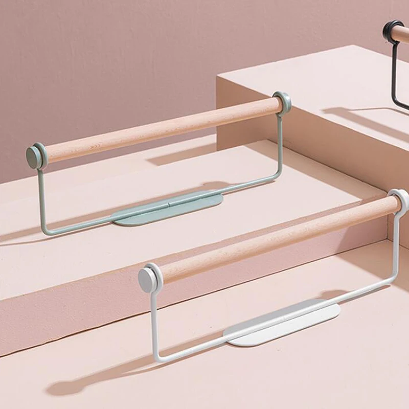 

Kitchen Paper Towel Rack Wall-Mounted Oil-Absorbing Paper Cling Film Free Perforated Rag Roll Paper Storage Rack New