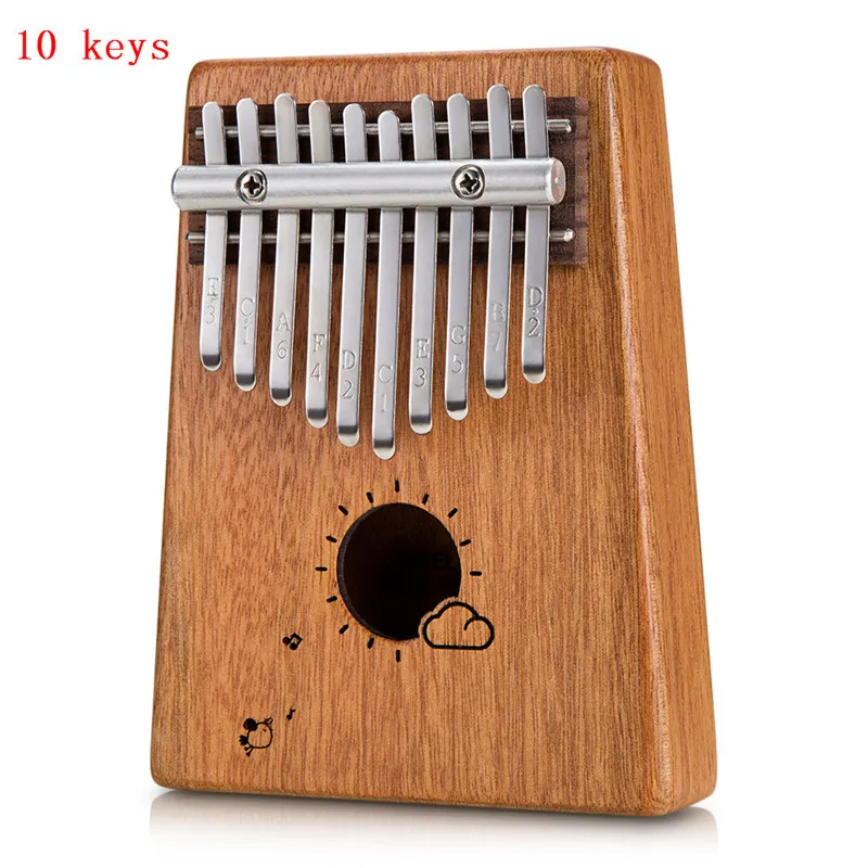 10 keys W-17T, 17 клавиш, калимба, большой палец, пианино, высокое качество, дерево, корпус из красного дерева, музыкальный инструмент с обучающей книгой, мелодия, молоток для начинающих - Цвет: 10 keys