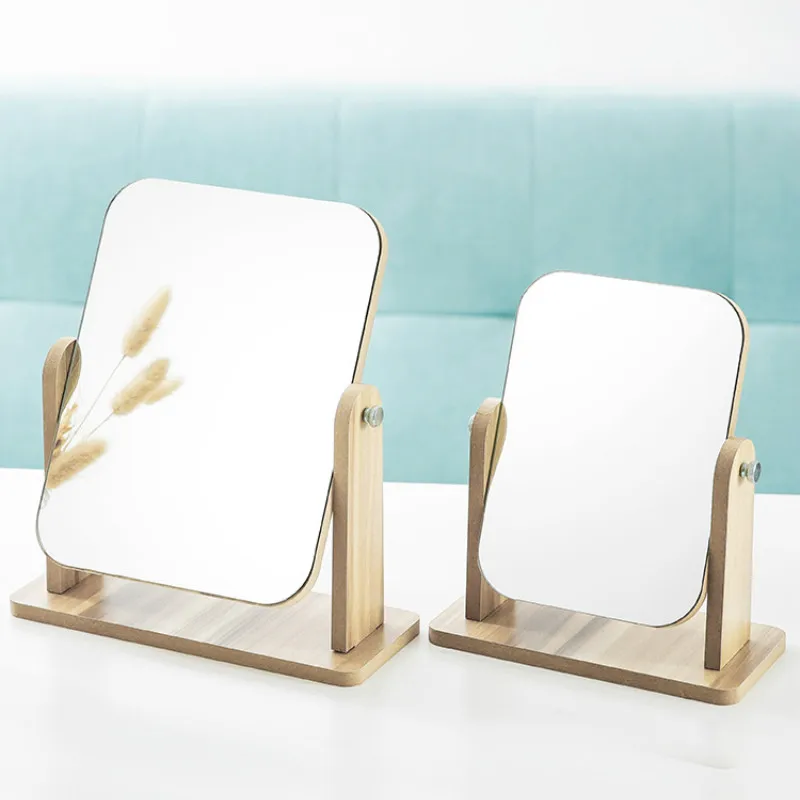 Настольное складное зеркало для макияжа вращающаяся на 360 градусов деревянная