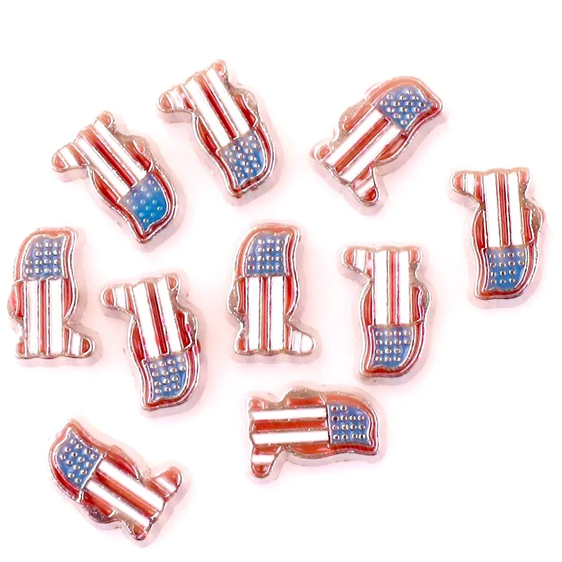 20 шт./лот плавающие Амулеты с флагом США и плавающей памятью стеклянный медальон