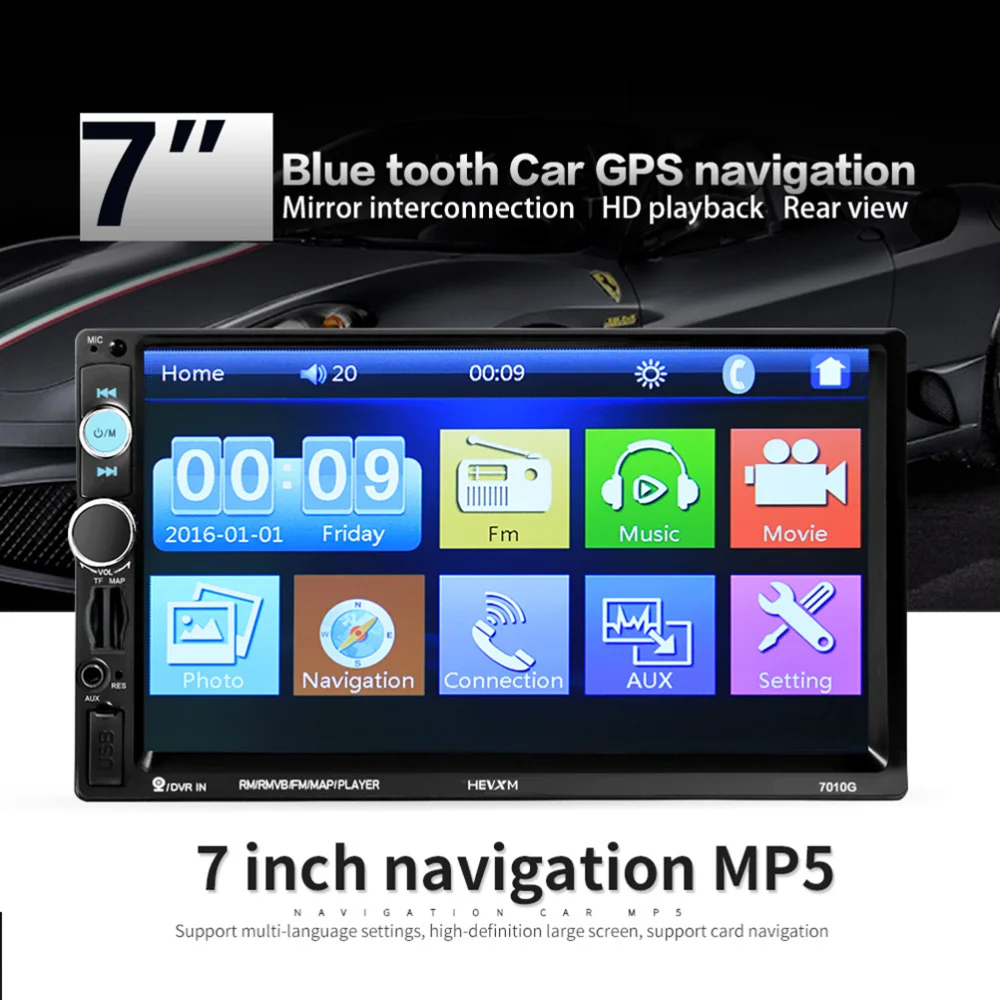 

7.0 Inch Car Stereo MP5 Player with Touch Screen Radio Rear View Camera (7010G+Camera+Europe Map)