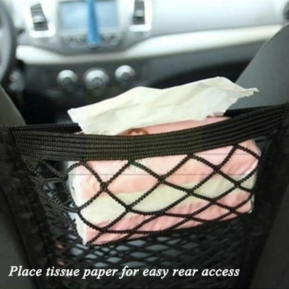 

Car Styling Strong Elastic Car Mesh Net Bag Between Back Bag Organizer Holder Seat Auto Luggage Storage Car Pocket Accessor W0M1