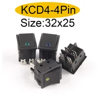 5pcs kcd4 on off 32x25mm rocker switch 4pin 16a 250v20a 125v power switch car auto boat electrical rocker switch with dot light