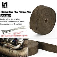 2x 15meter premium exhaust heat wrap manifold wrap titanium lava fiber thermal heat wrap 6 pcs ties 1915t