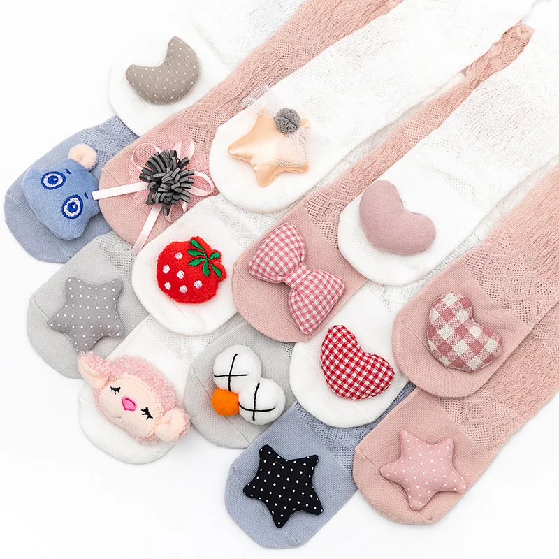 

Super Cute Cartoon Doll Baby Stockings Mesh Summer Lace Ultra-Thin Anti-Mosquito Non-Slip Infant Tights Girl Boy 0-3T