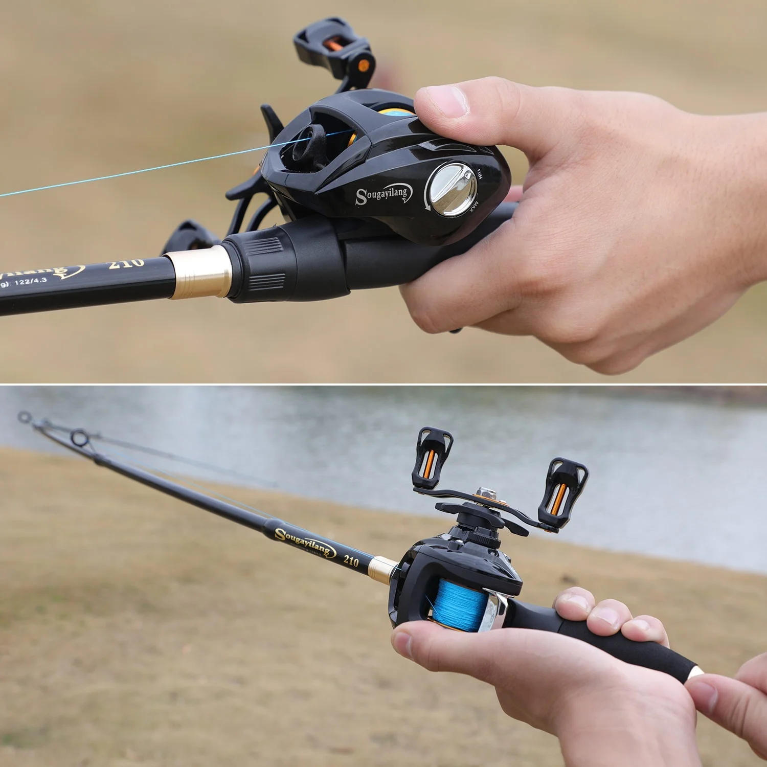 

Sougayilang 1.8-2.4m Portable Telescopic Fishing Rod and 12+1bb 6.3:1 Gear Ratio Fishing Reel Fishing Tackle Combo