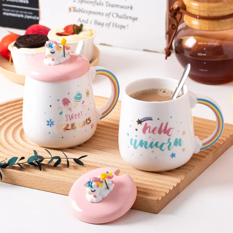 Кофейная кружка с единорогом милая керамическая мультяшная новая фарфоровая 3d