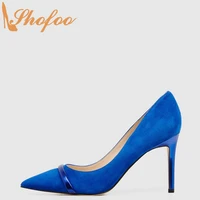 blue stilettos womens pumps high thin heels pointed toe slip on large size 40 41 ladies summer new fashion sexy shoes shofoo