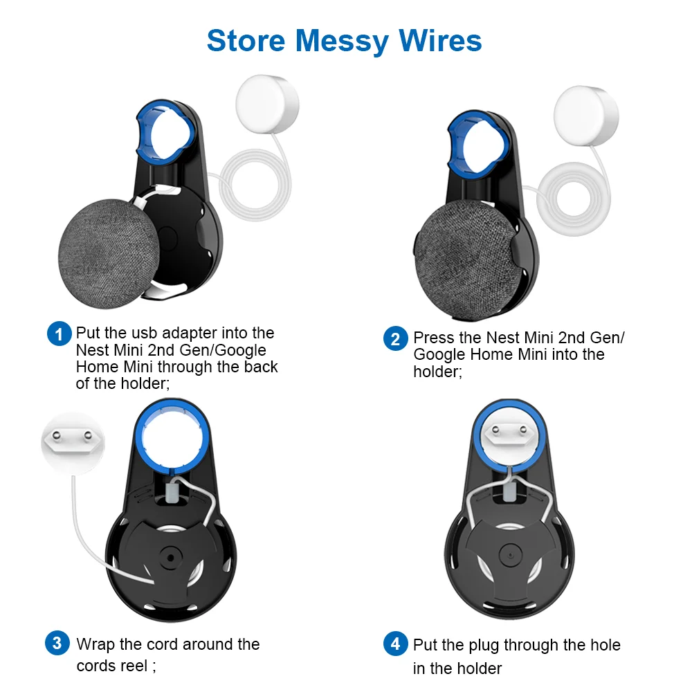 Outlet Wall Mount Holder Cord Bracket For Google Home Nest Mini Voice Assistant Plug In Kitchen Bedroom Audio Stand | Электроника