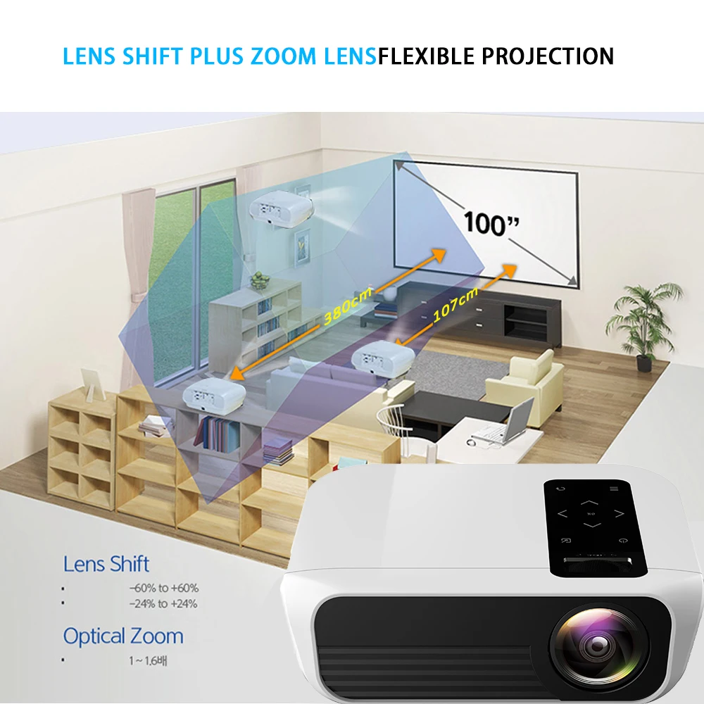VCHIP ST8 Mini Projector 4K Proyector For Home LED LCD Theater Supports 1080P WiFi TV USB 3D Portable Media Player free Shipping |