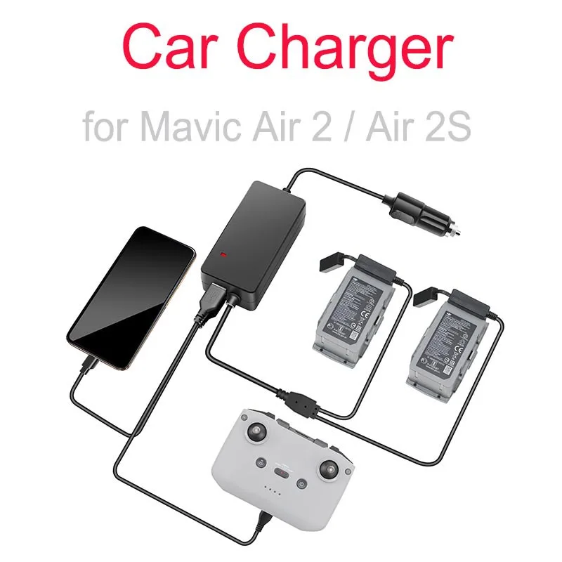 4 in1 car charger for mavic air 2 air 2s drone battery remote control vehicle charger portable intelligent battery charging hub free global shipping