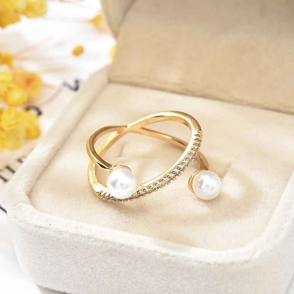 

2020 Hot New European and American Ring Three-layer Pearl Ring Retro Fashion Trend Jewelry