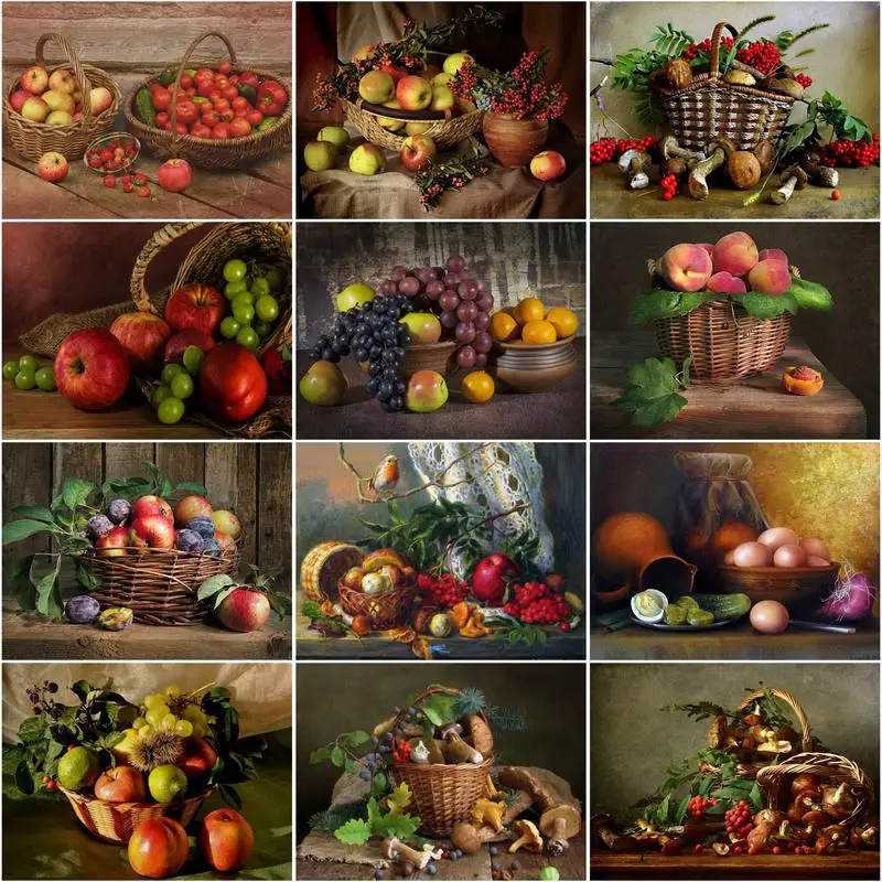 RUOPOTY 60x75 см Рамка Картина по номерам фрукты натюрморт картина Акриловая Краска на