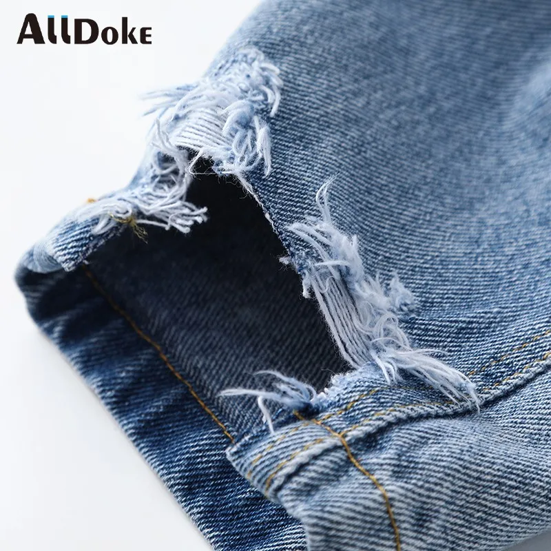 

ALLDOKE woman jeans 2020 summer casual high waist jieans femme blue color oversized pants women